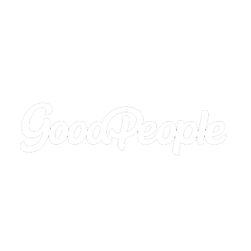Good People logo in black and white with stylized cursive font.music composition, music composer, sound design, audio mixing, audio master, voice over recording