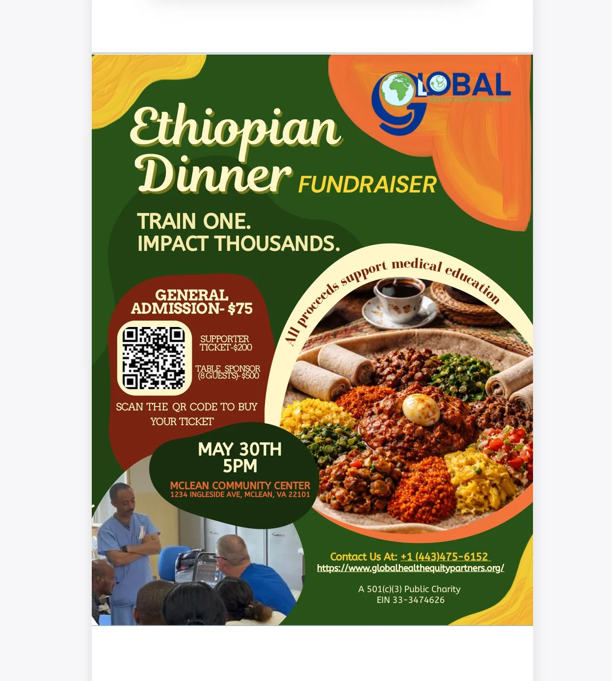 Ethiopian Dinner Fundraiser