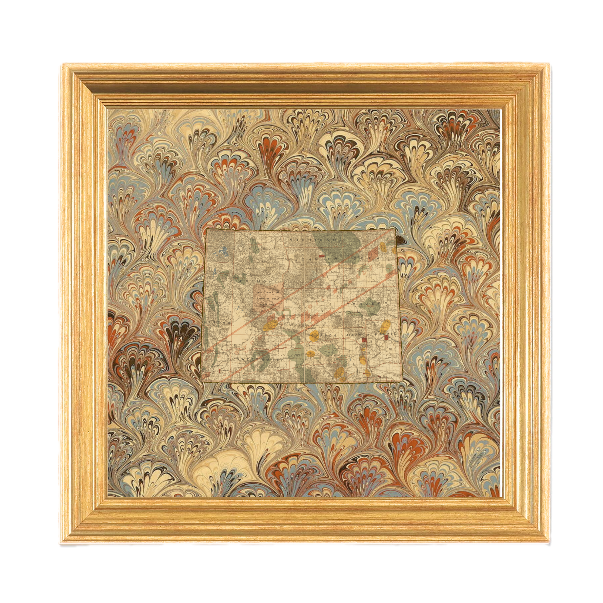 Marbled Vintage Map - Wyoming
