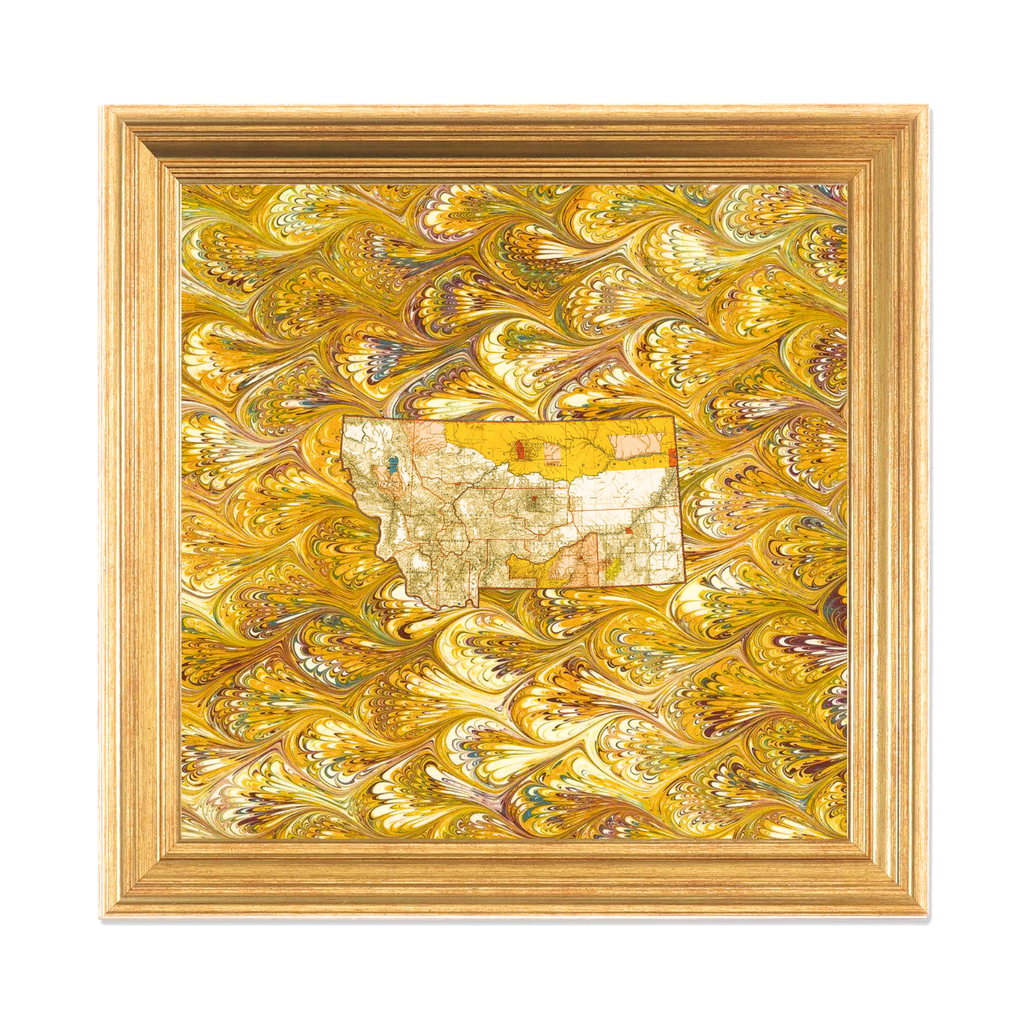 Marbled Vintage Map - Montana