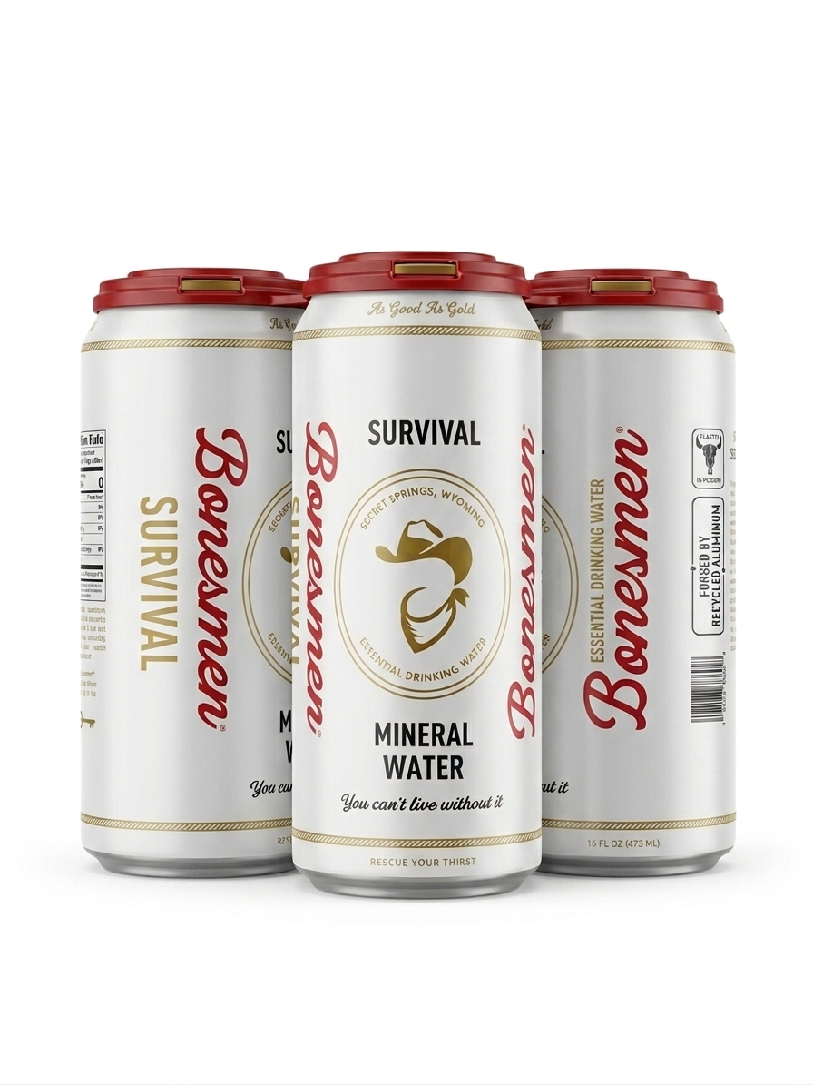 Three cans of Bonaqua mineral water with a white background.