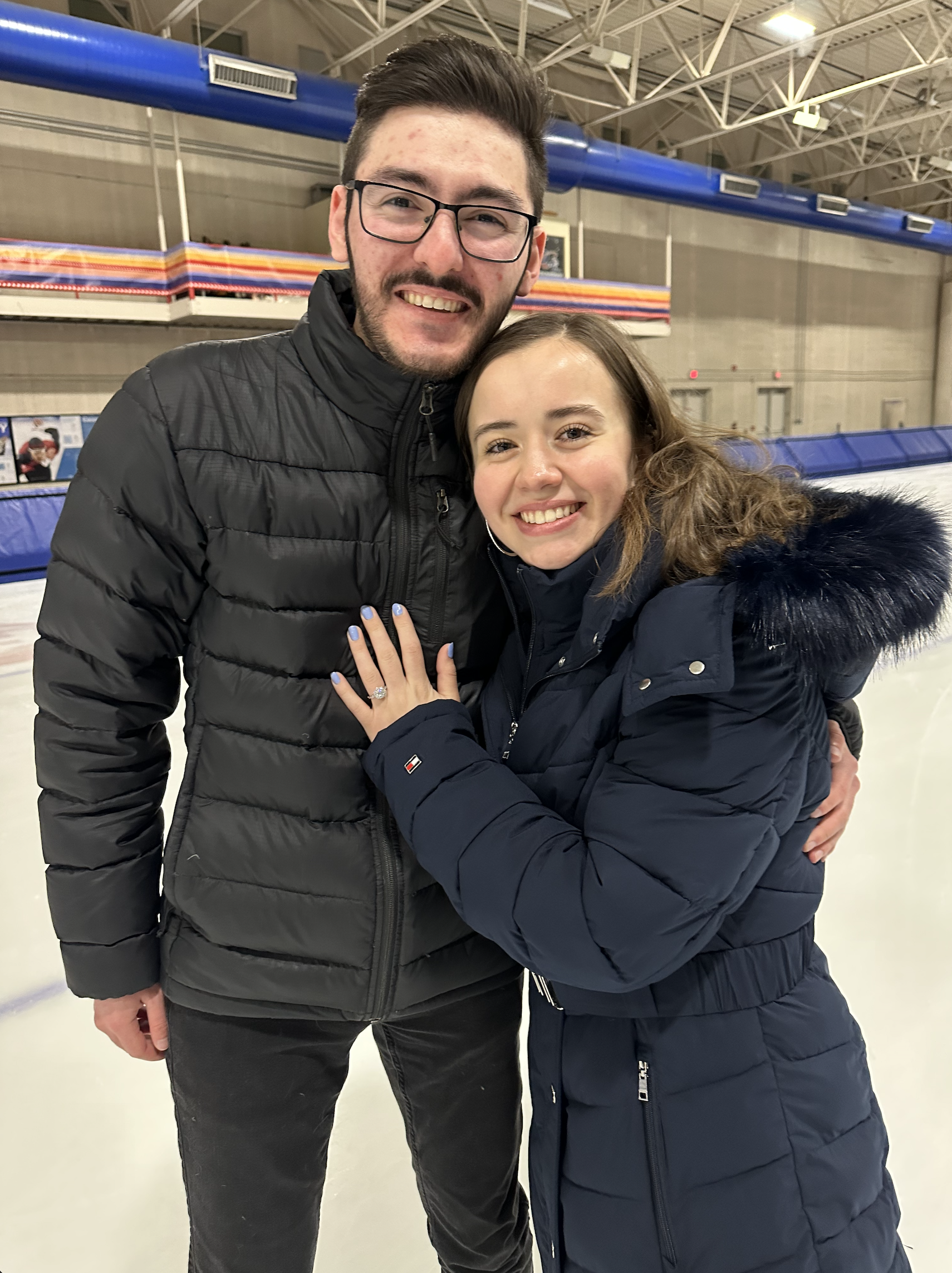 We got engaged and celebrated by returning to where we had our first date: the ice rink ⛸️