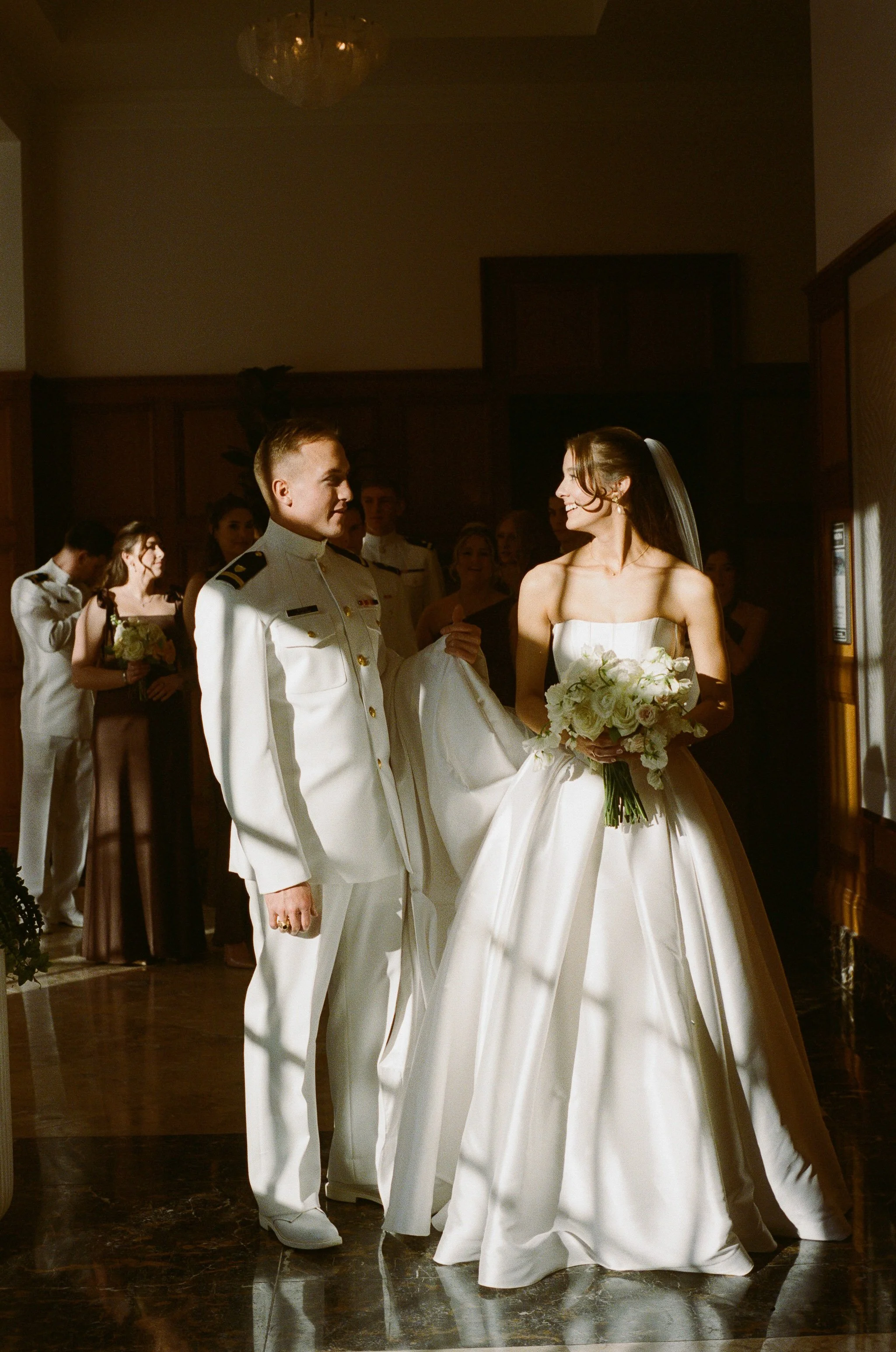 A bride and groom at a luxury wedding at a hotel in Detroit