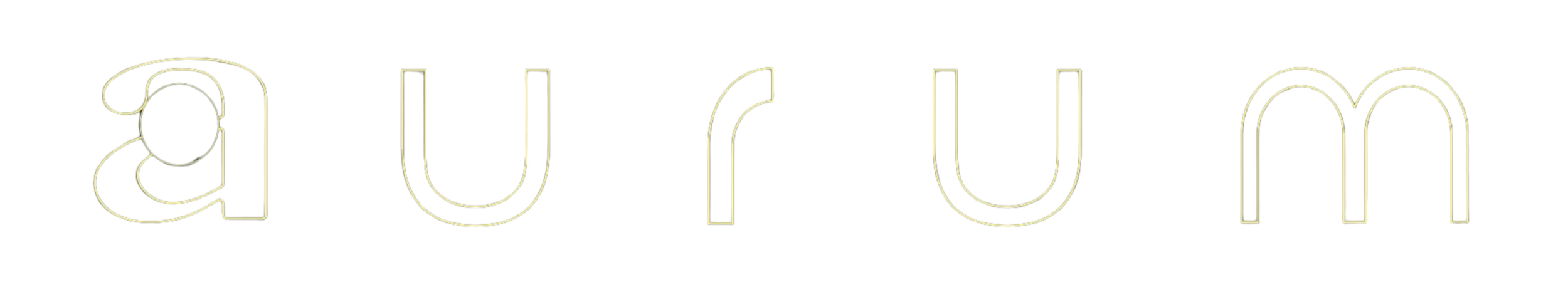 The word 'aurum' written in yellow neon outline letters against a black background.