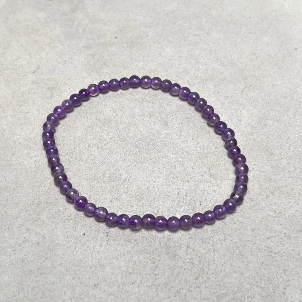 Crystal Bracelet – Amethyst – 4mm Round Beads