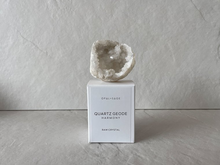Opal and Sage Raw Crystal – Quartz Geode
