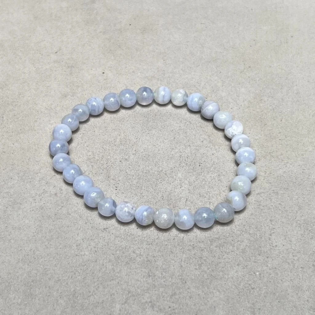 Crystal Bracelet – Blue Lace Agate – 6mm Round Beads
