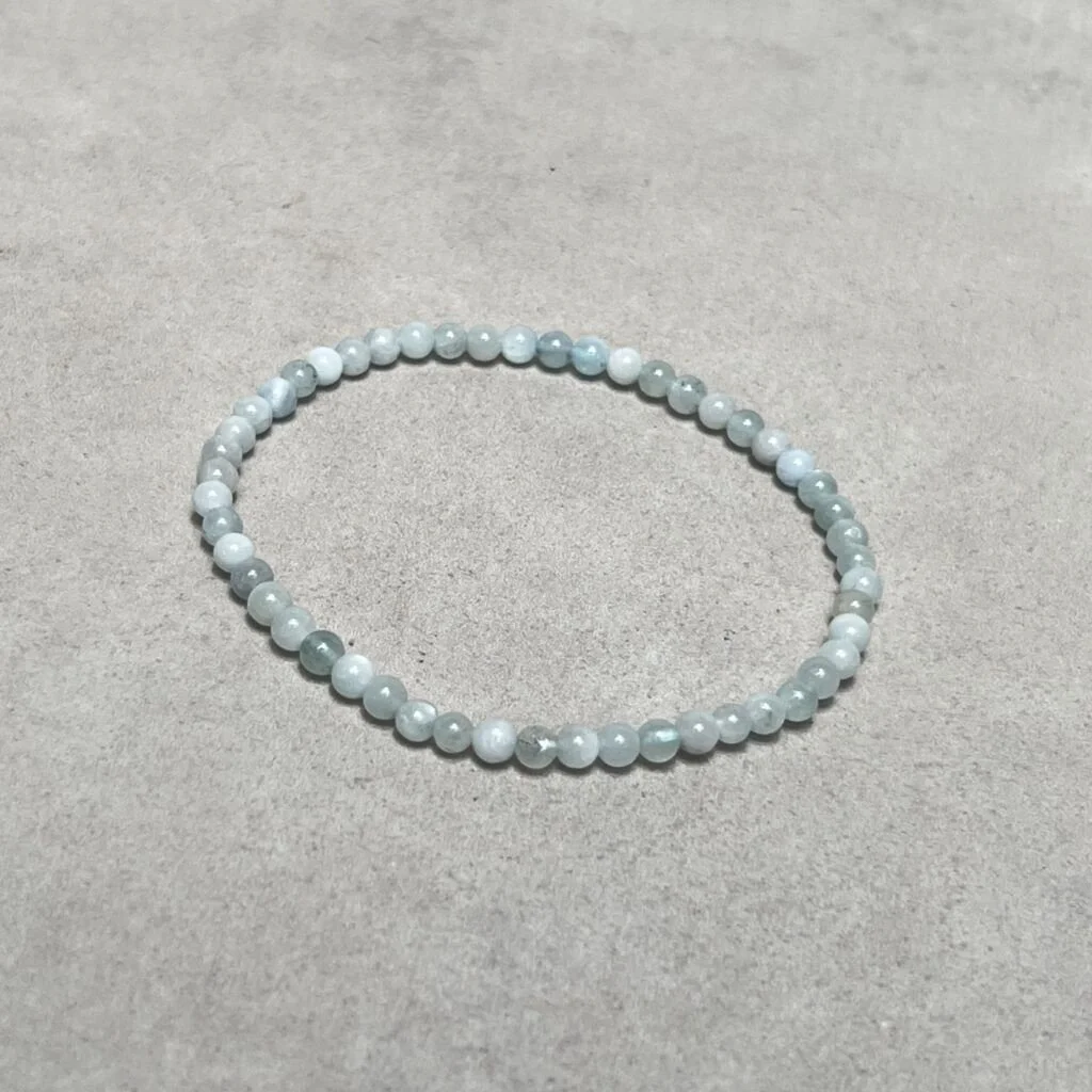 Crystal Bracelet – Aquamarine– 4mm Round Beads