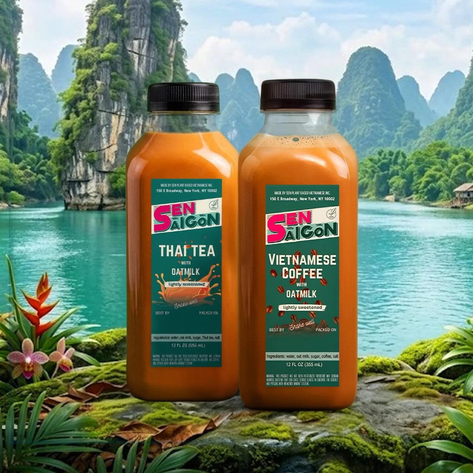 Walk into Sen Saigon in Manhattan and you will notice something before you even smell the food. The colors. Pink, green and white, on the menu, on the walls, on every tea bottle label. It is a vegan Vietnamese restaurant run by Nguyen Hawks and Erik 