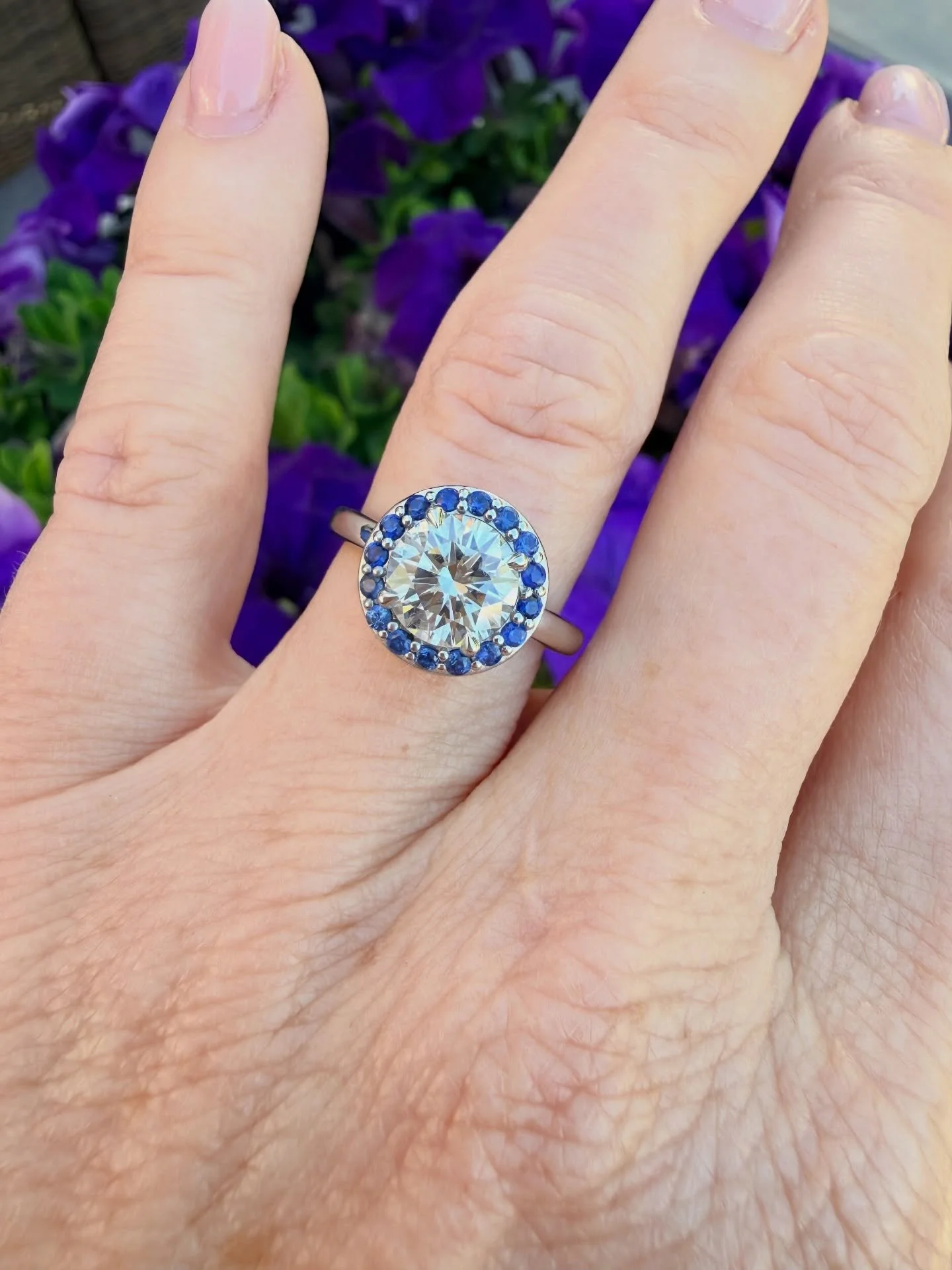 Obsessing over this remake. 💍 Unfortunately, I didn&rsquo;t snap a photo of before 🤦🏼&zwj;♀️ but it was a solitaire diamond ring set in an outdated six prong, high cathedral setting. We lowered the diamond for a more low profile look and added thi