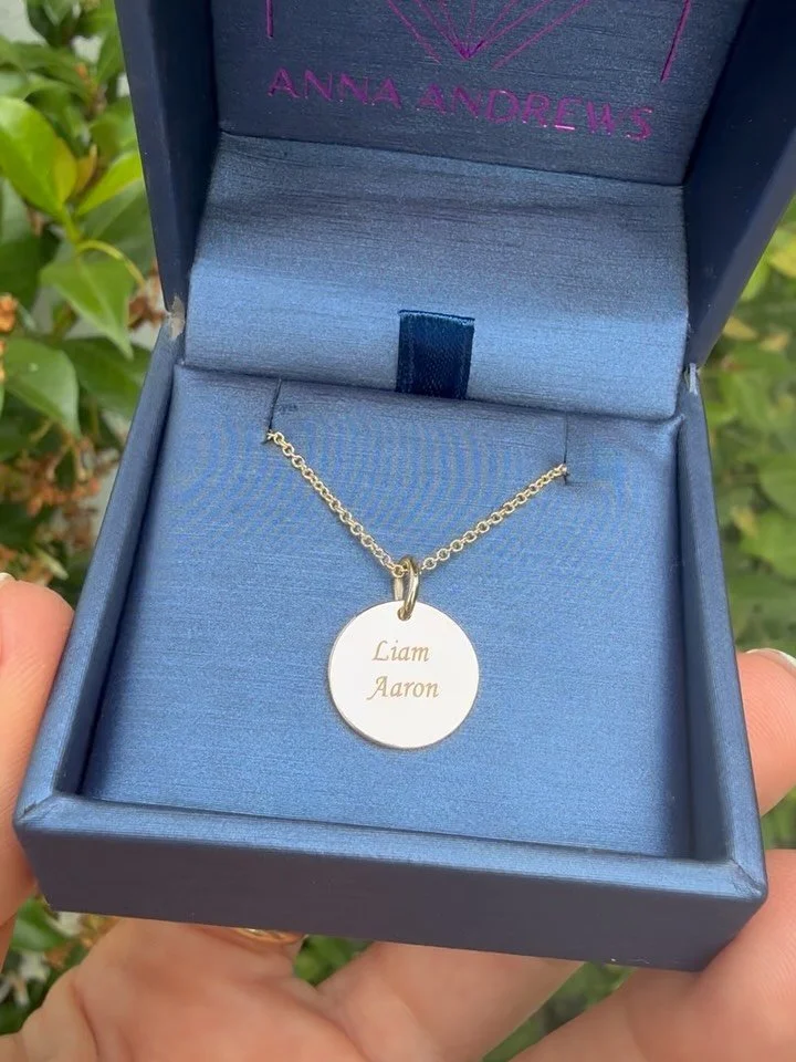 A simple 14k yellow gold pendant to celebrate the arrival of a baby boy. 💙🩵 This pendant has a nice weight to it and can be engraved on both sides. 💙🩵
