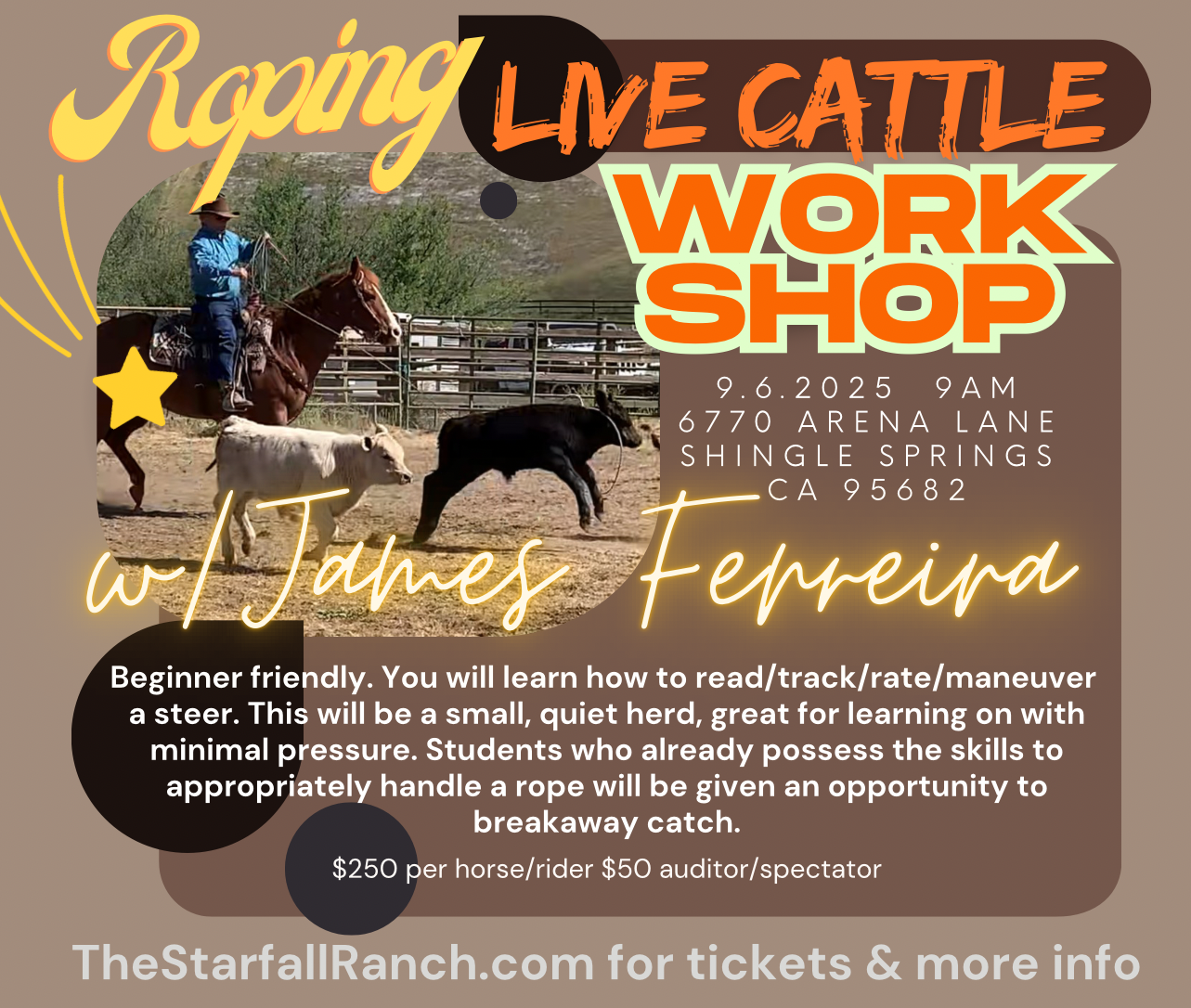 Live Cattle Roping Workshop - With James Ferreira