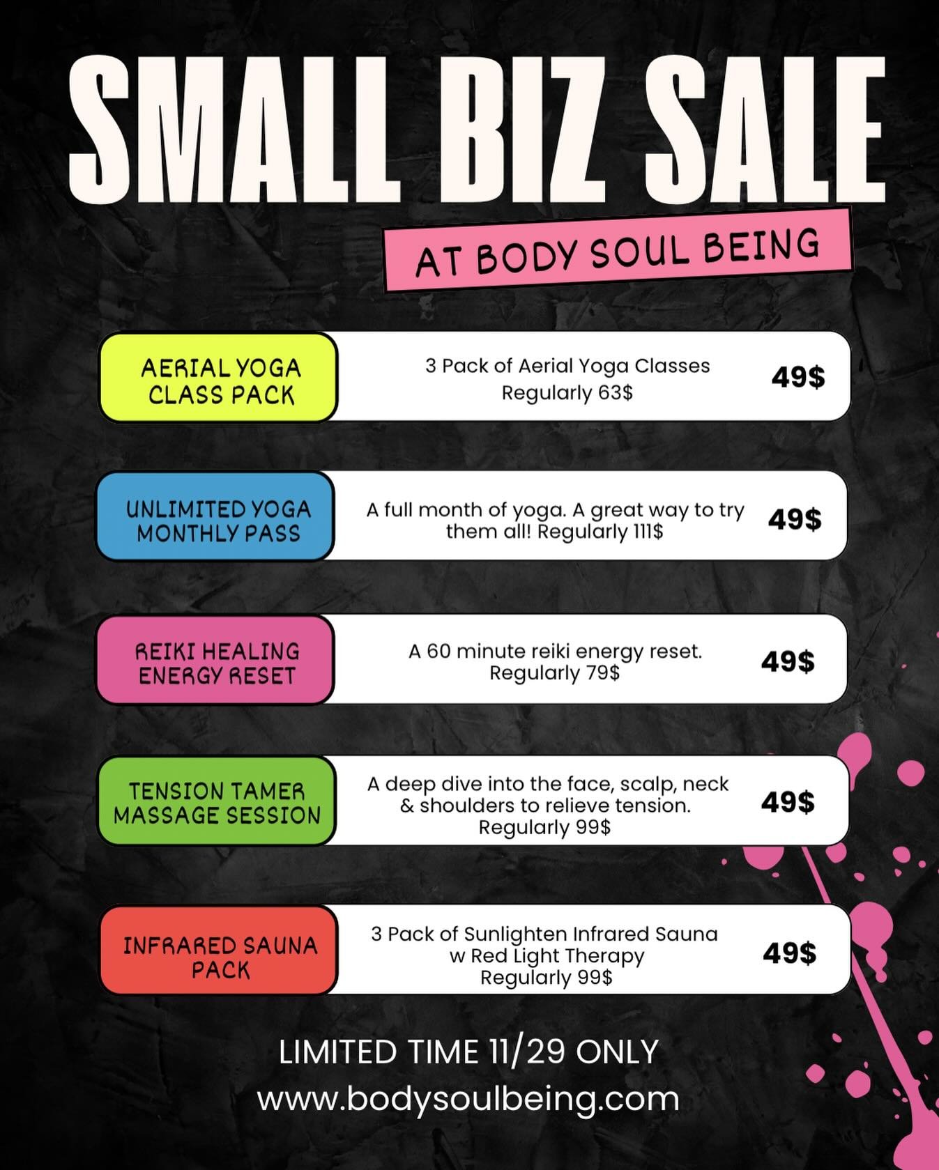 To celebrate the season of giving we&rsquo;re offering a few of our favoriting things at a fantastic price.

It&rsquo;s not only Small Business Saturday, it&rsquo;s also my personal holiday (49 today!!!) so we&rsquo;re having a little fun with that n