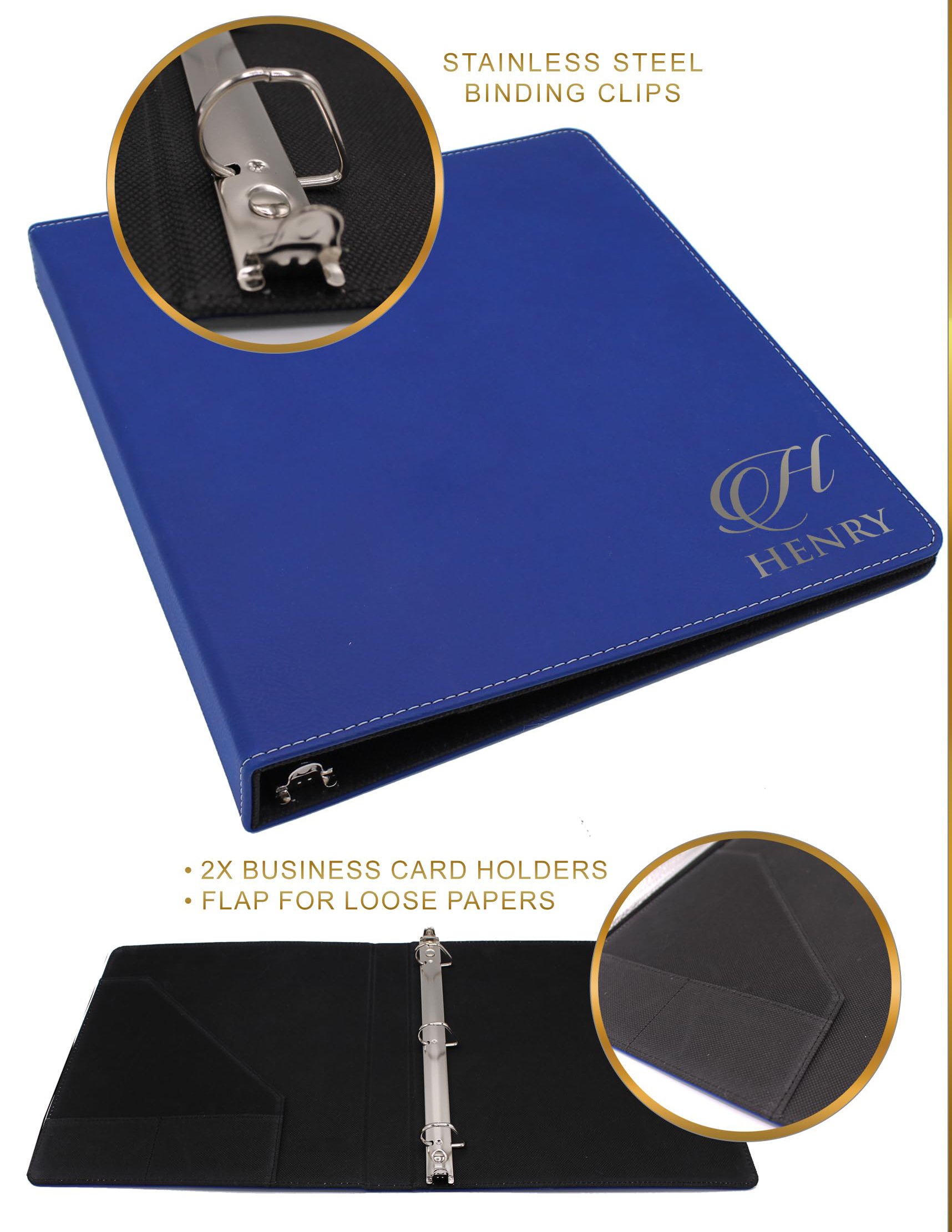 Inside of leatherette 3 ring binders
