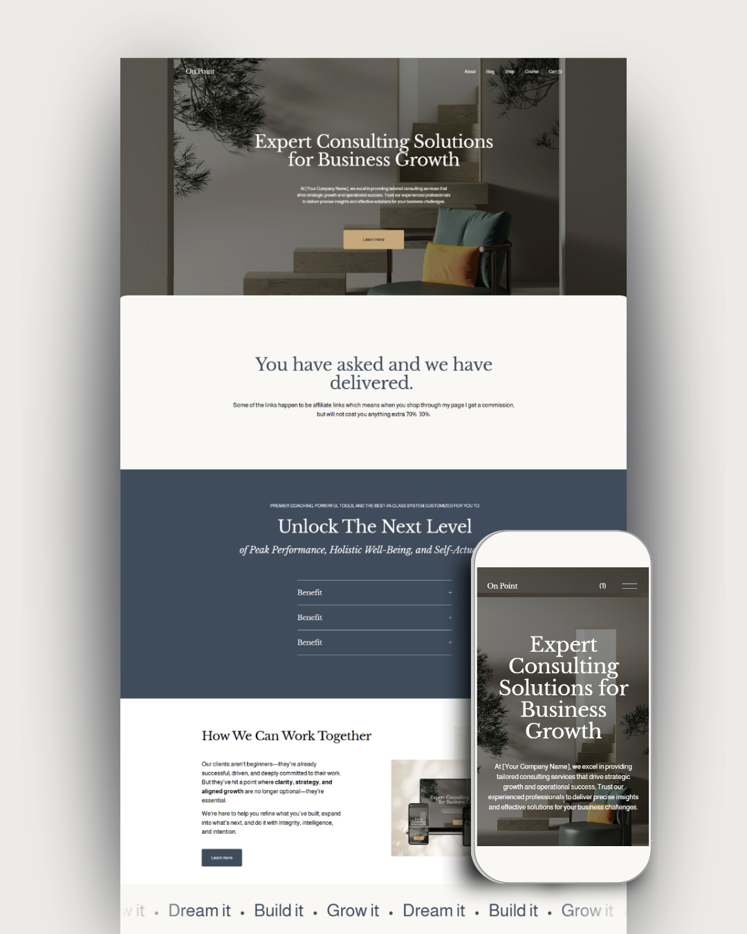 On Point Executive Squarespace Website Template.