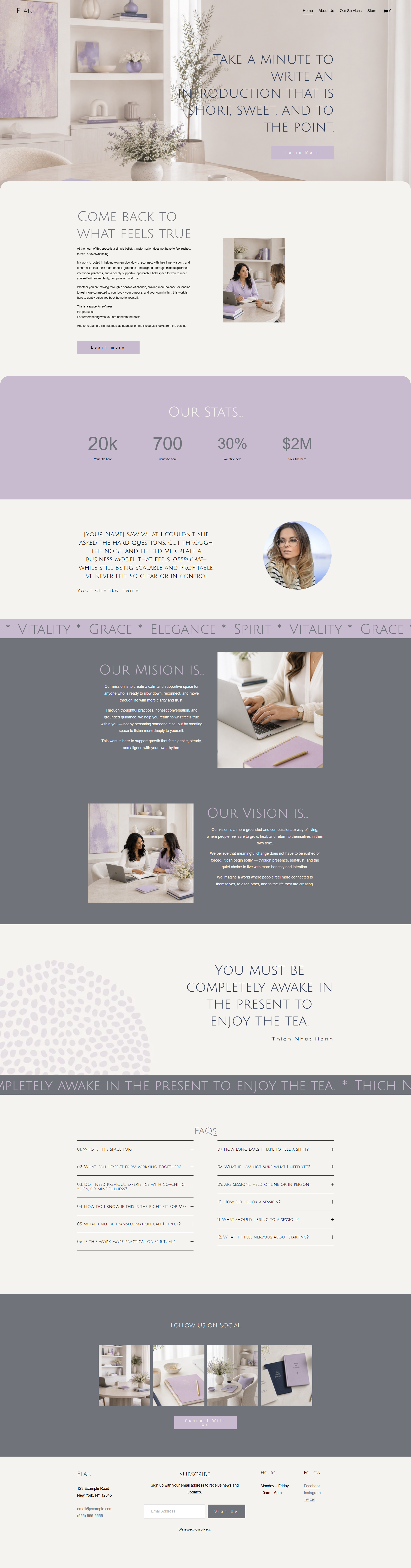 Elan Squarespace website template
