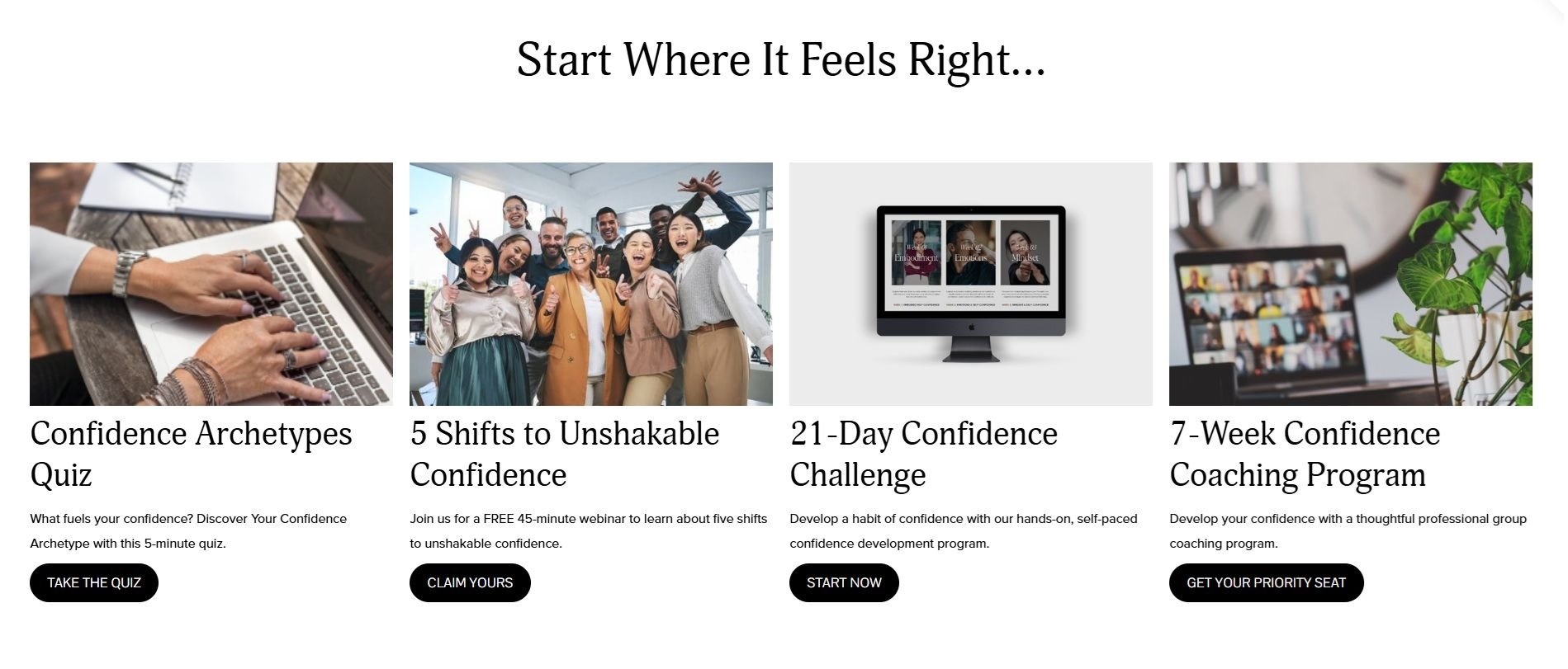 Confidence Coaching Program Options
