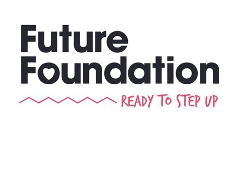 Logo with text 'Future Foundation' and red underline, 'Ready to Step Up' slogan.