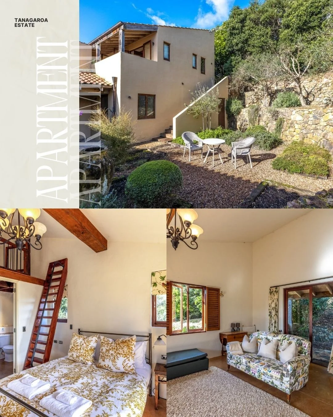 Tucked just beside the main house, the apartment offers extra privacy and flexibility, ideal for extended family, teens, a nanny, or couples travelling together.
With its own entrance, peaceful garden seating, cozy lounge, and upstairs loft, it is pa