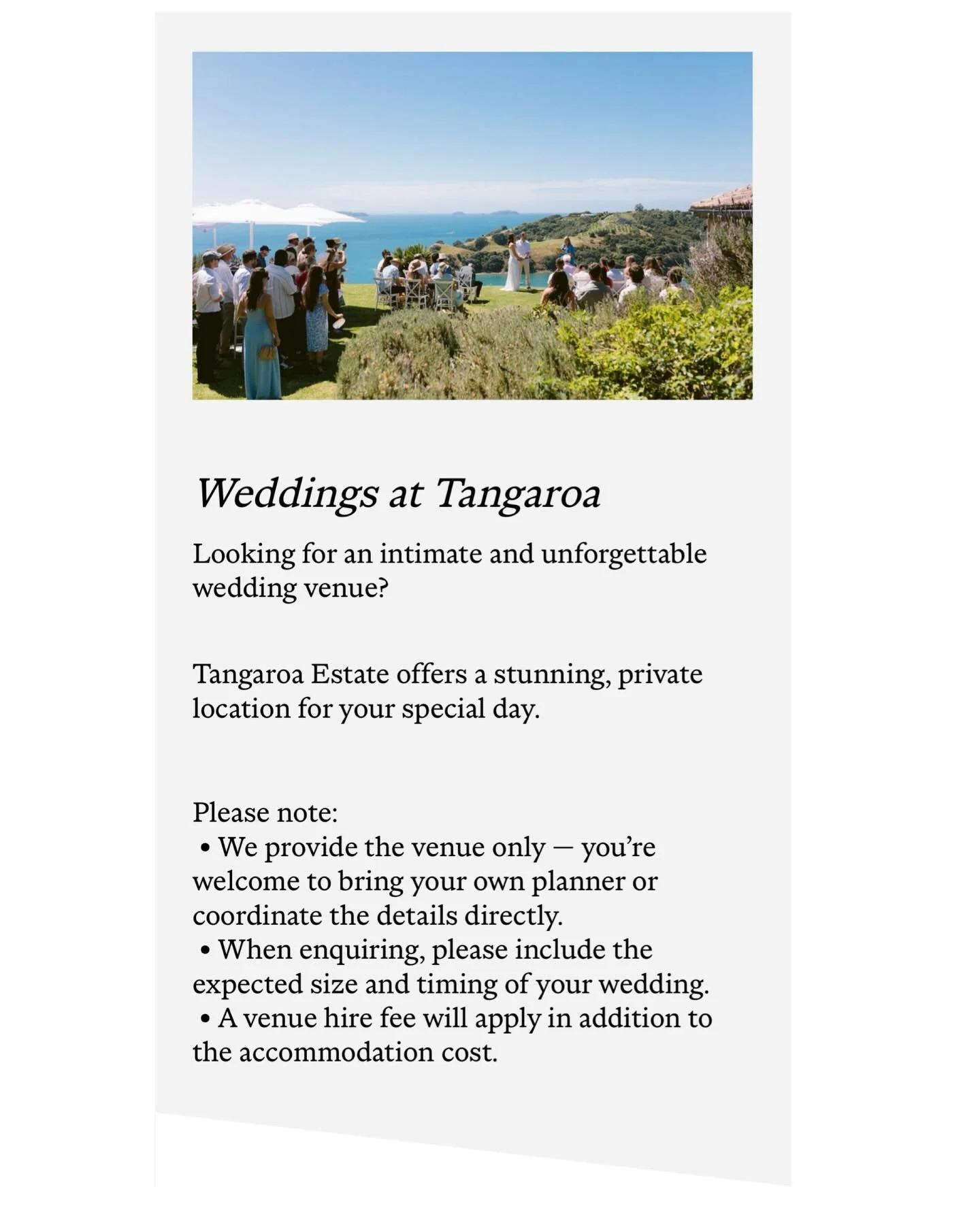 Our new website is live 🎉

www.tangaroaestate.co.nz

We are truly honored to showcase these beautiful moments on our new site🥰🥰

And it is amazing to see that bookings for Summer 2026/2027 are already half-filled.

Throughout this winter, we are u