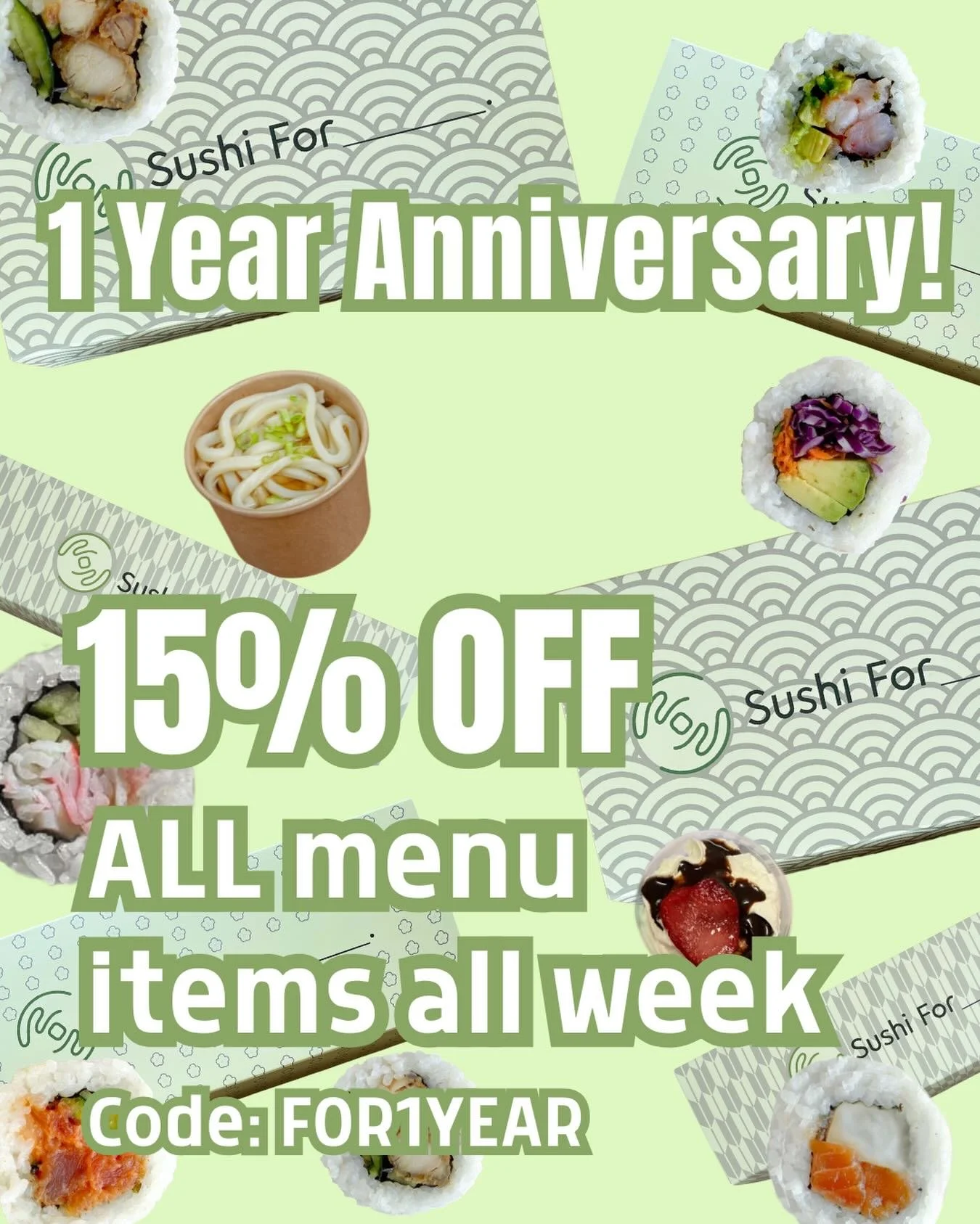 Sushi For 1 Year Anniversary! 

We can&rsquo;t believe it has already been one year since we opened our doors. For the past year, our mission has been to bring natural and flavorful sushi from Tokyo to El Paso at an affordable price. ✨

In our second
