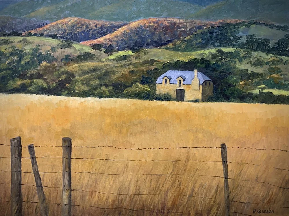 This oil on canvas wall art titled The Old Barn, by Daylesford artist Pam Gleeson, sold in 2023.