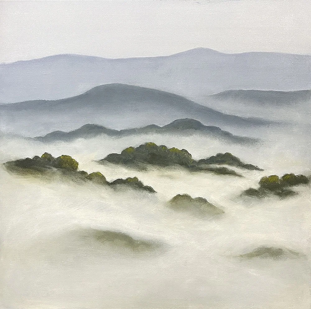 This unframed wall art titled Early Morning Mists, by Daylesford artist Pam Gleeson, sold in 2024.