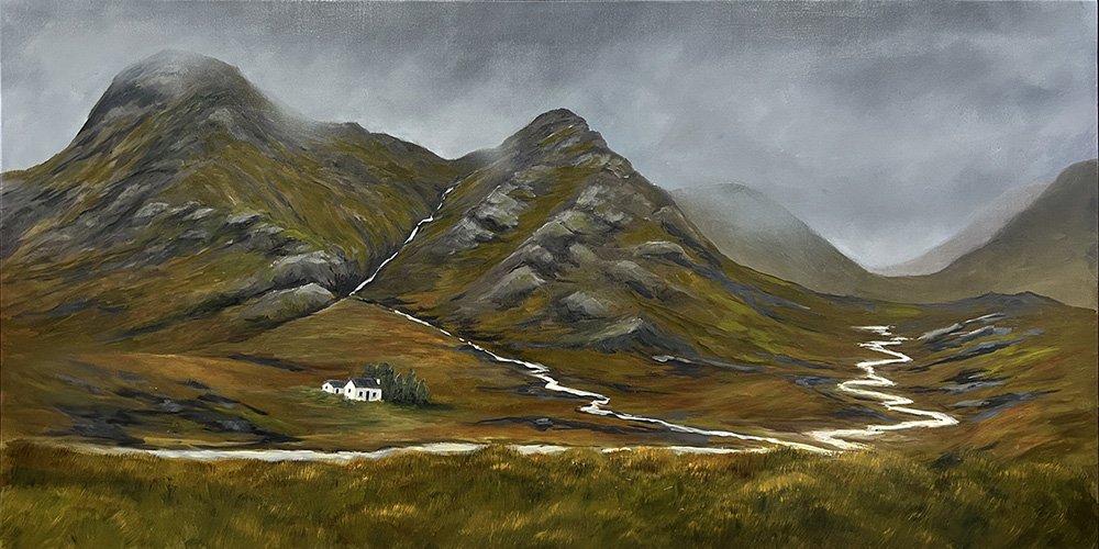 This dramatic wall art titled Scottish Highlands, by Daylesford artist Pam Gleeson, sold in 2025.