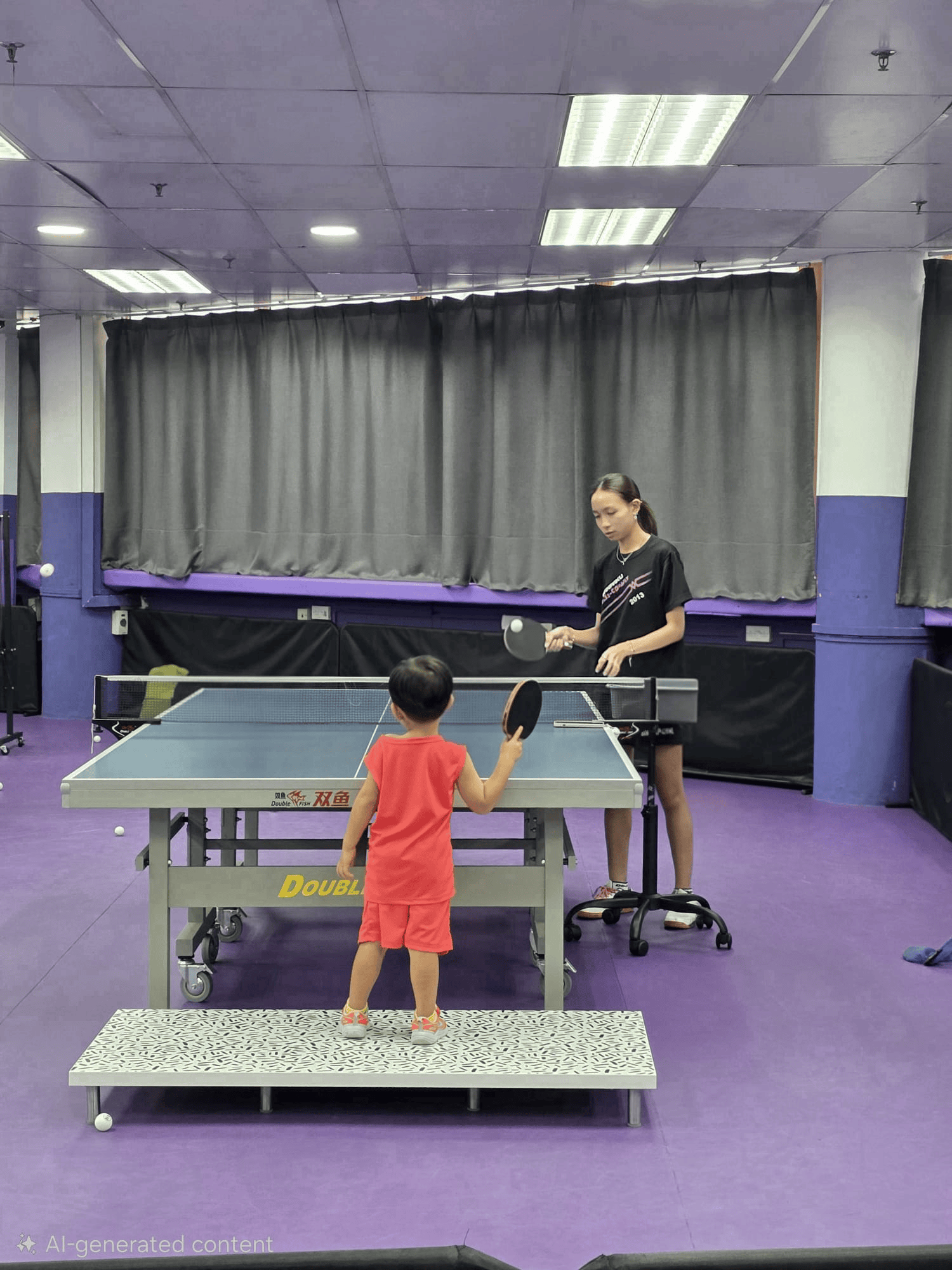 young kid learning table tennis with coach singapore