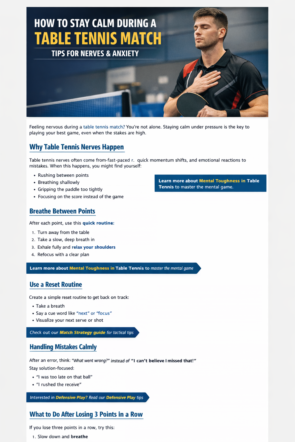 How to Stay Calm During a Table Tennis Match