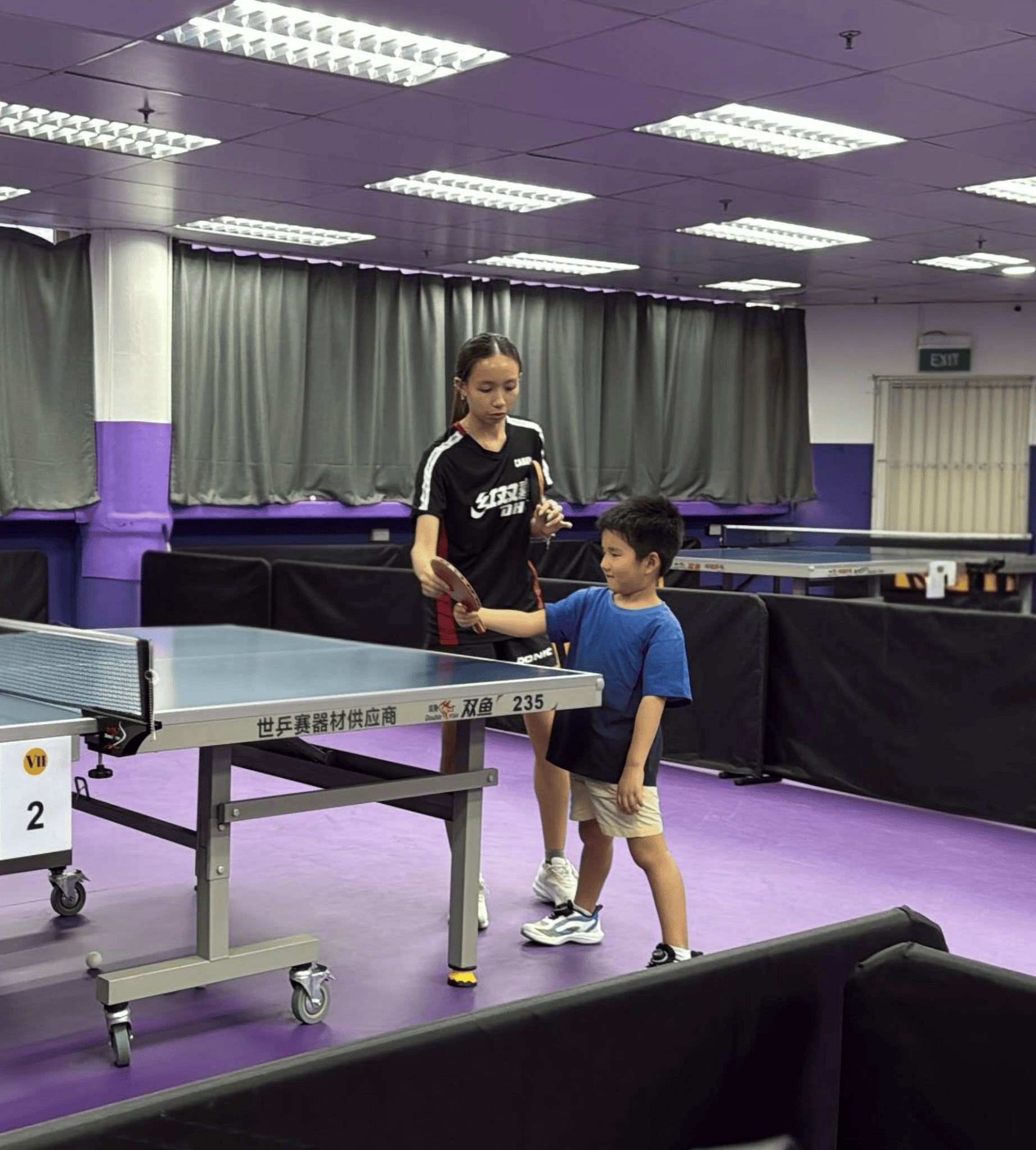 children table tennis practice singapore indoor training