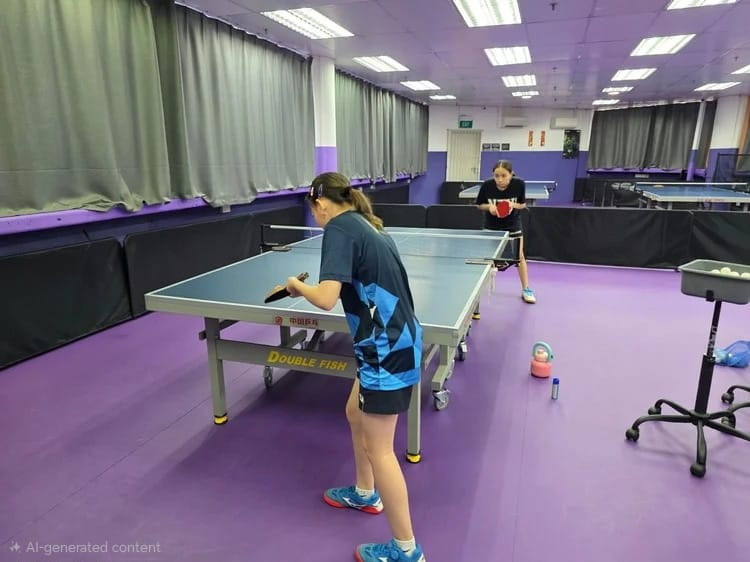 girls playing table tennis singapore kids coaching session