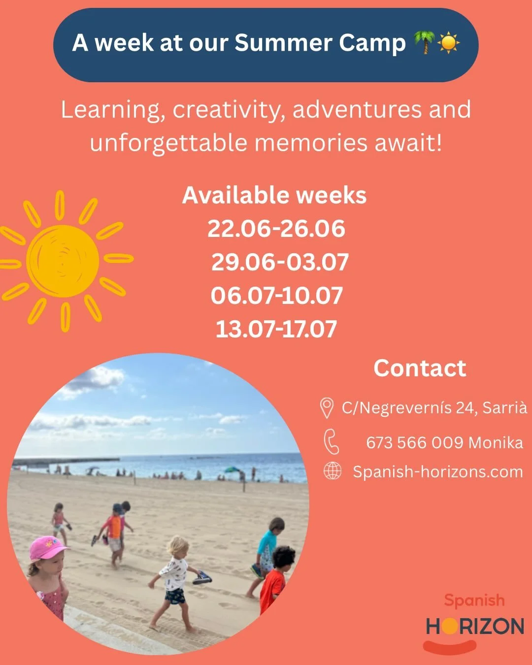 ☀️🌴 What could a week at our Summer Camp look like?
A summer filled with adventure, creativity and unforgettable memories! 💛
From exciting museum visits and beach days to water games, creative activities and Spanish learning through play, every day