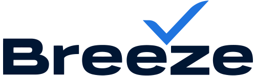Breeze logo with a blue checkmark above the word 'Breeze'.
