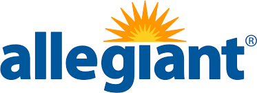 Allegiant logo with a yellow sun rising above the country name.