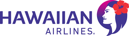 Hawaiian Airlines logo featuring the profile of a woman with red hair and a purple background.