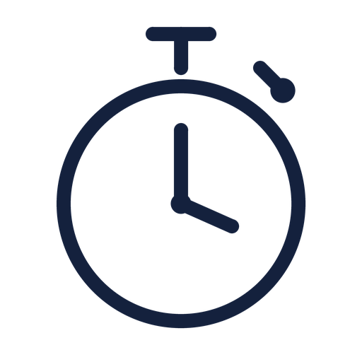 Icon of a stopwatch showing the time as 3 o'clock.
