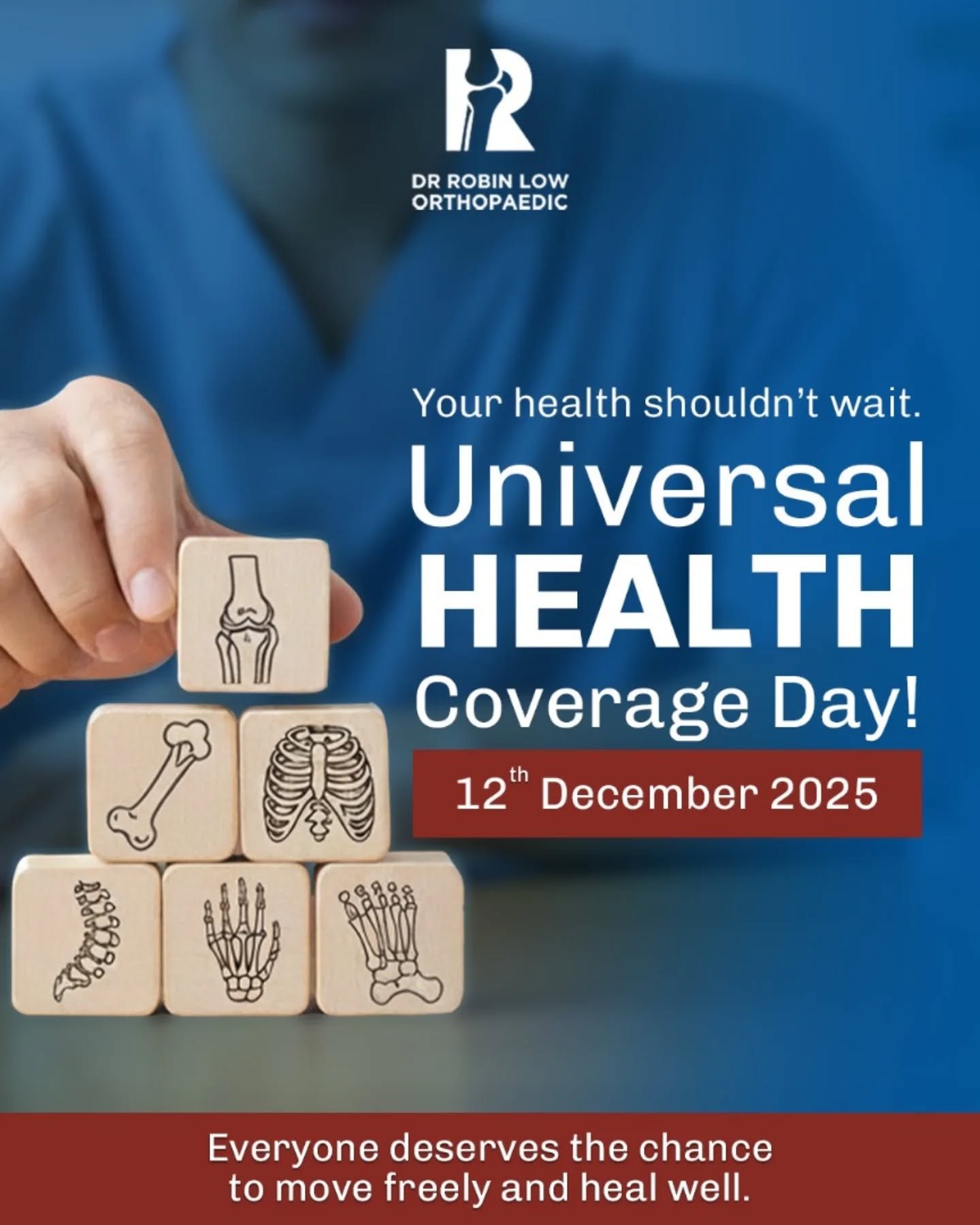 Universal Health Coverage Day. 💙

Everyone deserves access to quality healthcare, including orthopaedic care that helps people walk, move, and live pain-free.

Health for all, movement for all. 😁🙌

#DrRobinOrtho #OrthopaedicCare #universalhealthco