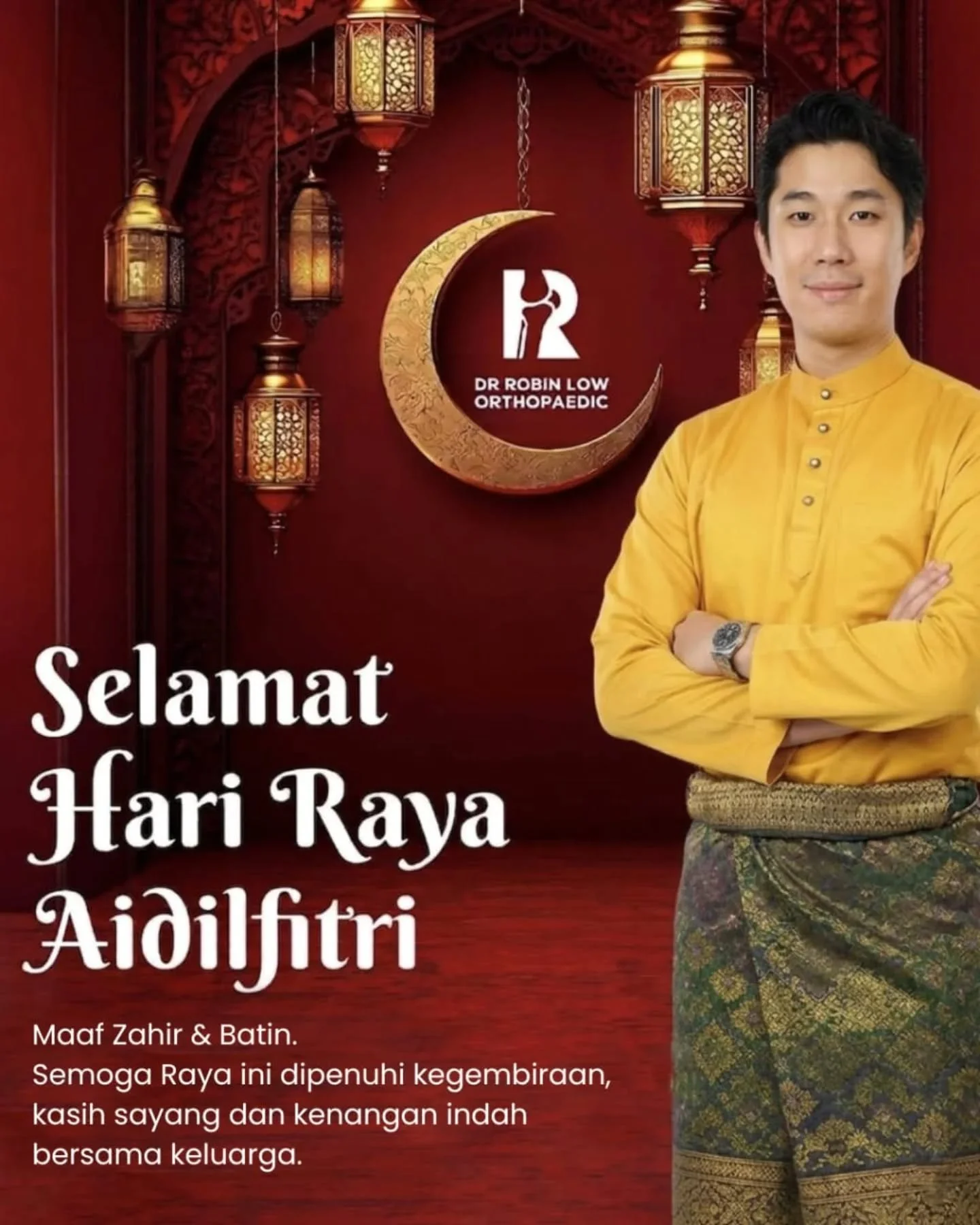 Selamat Hari Raya Aidilfitri 🌙
Maaf Zahir &amp; Batin.

Semoga Raya ini membawa kegembiraan, kesihatan yang baik, dan masa berkualiti bersama keluarga. 🏠✨

#SelamatHariRaya #Aidilfitri #DrRobinOrtho #Raya2026 #OrthopaedicSurgeon