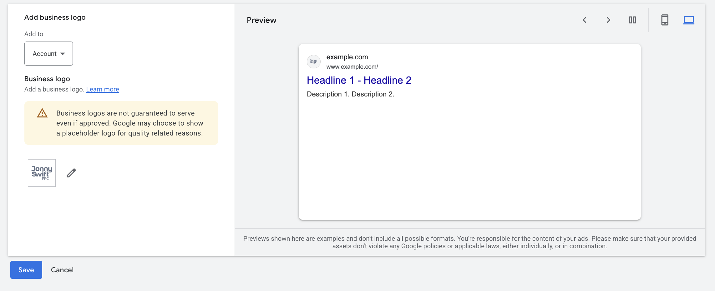 adding business logo on google ads