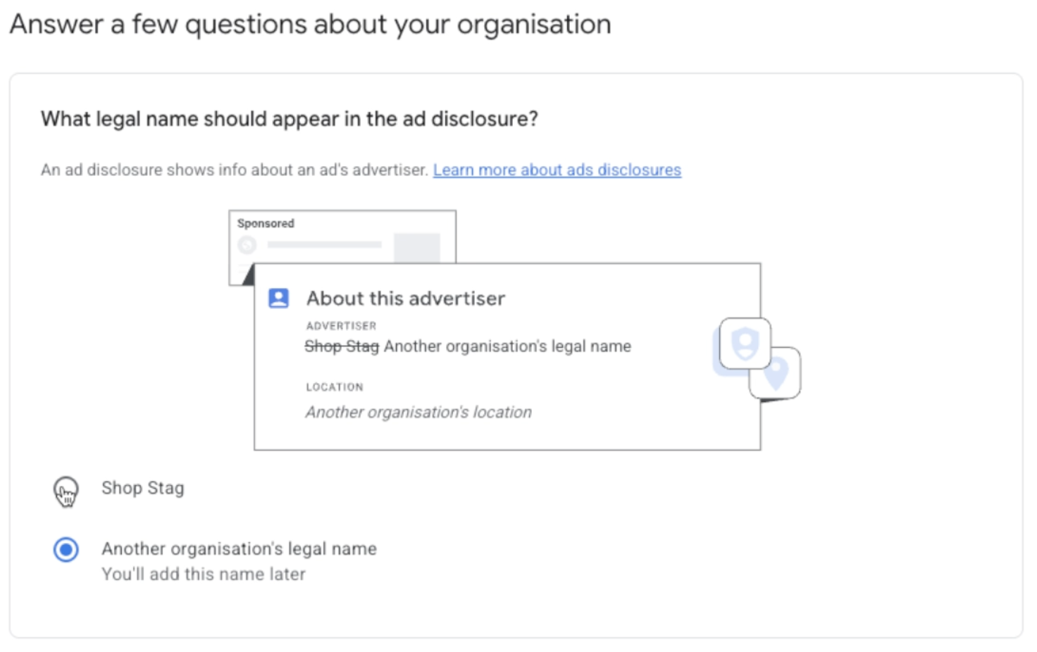 google ads ad disclosure example