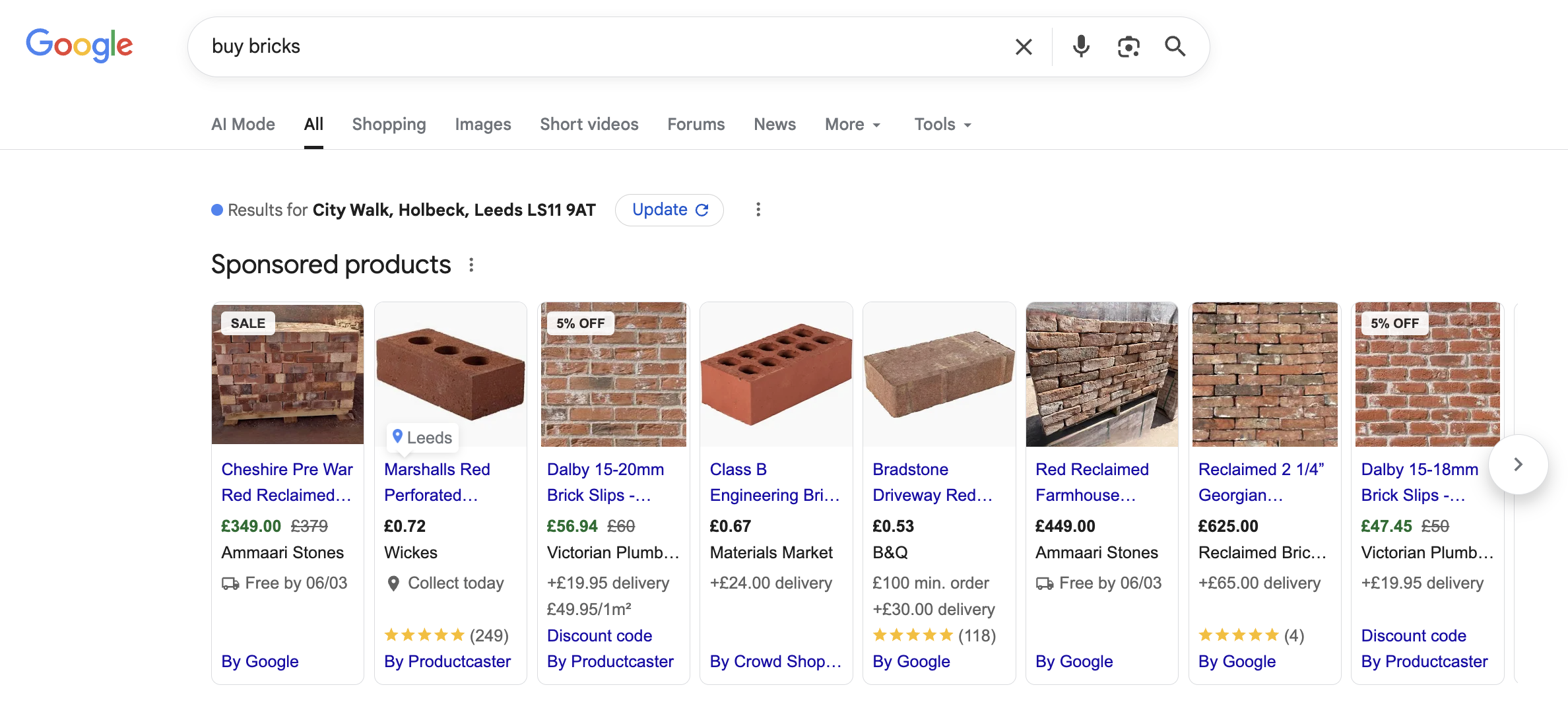 sponsored google shopping feed example