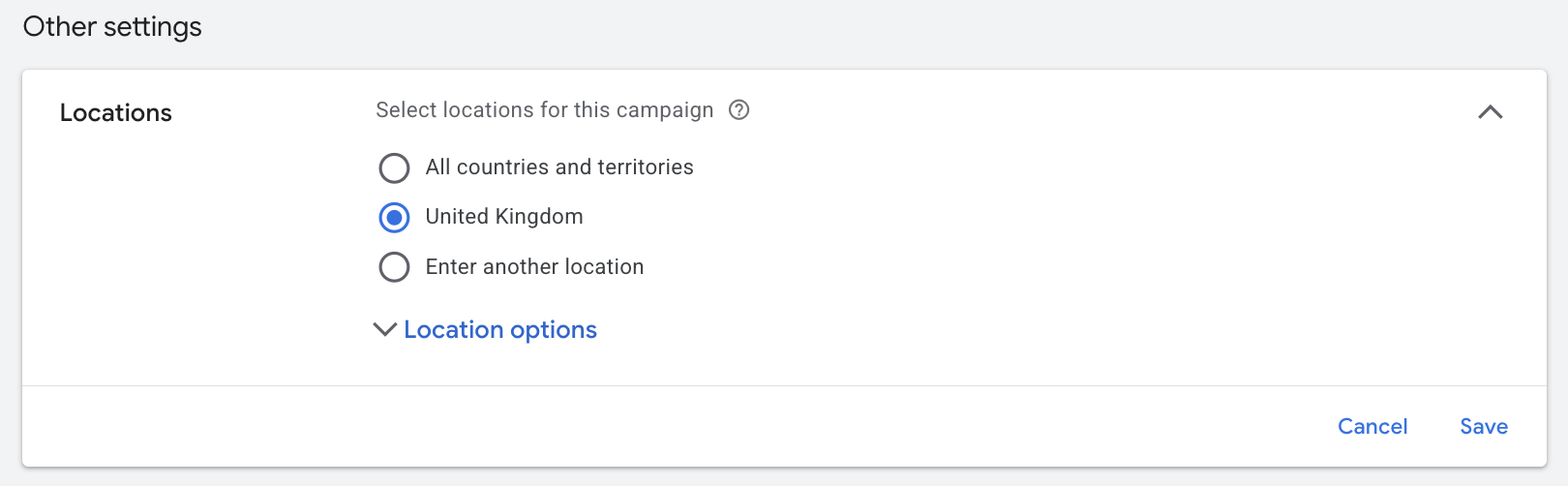 locations location on google ads