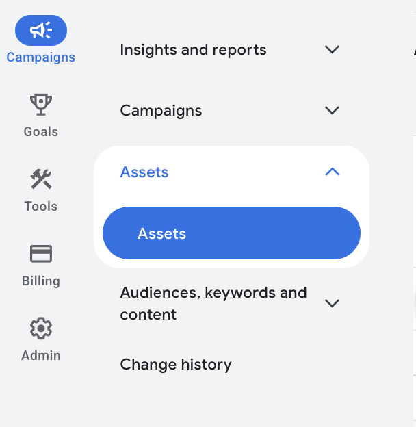 where to find assets on google ads