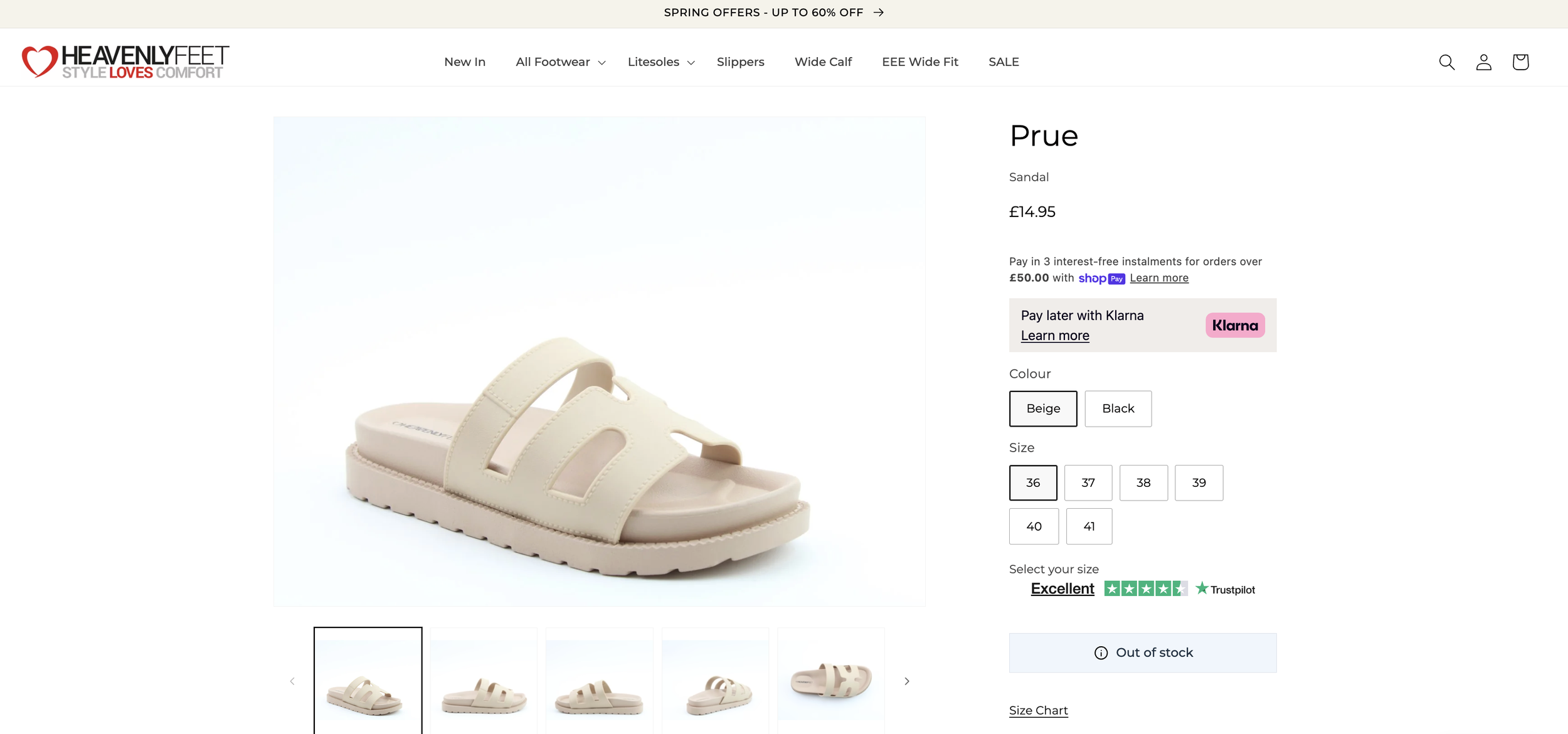 example of a landing page for a clothing company selling womens shoes