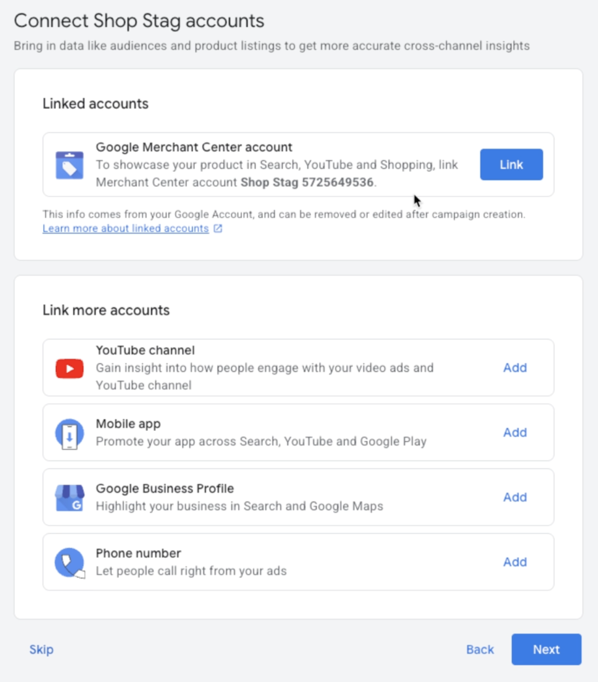 google ads connect account