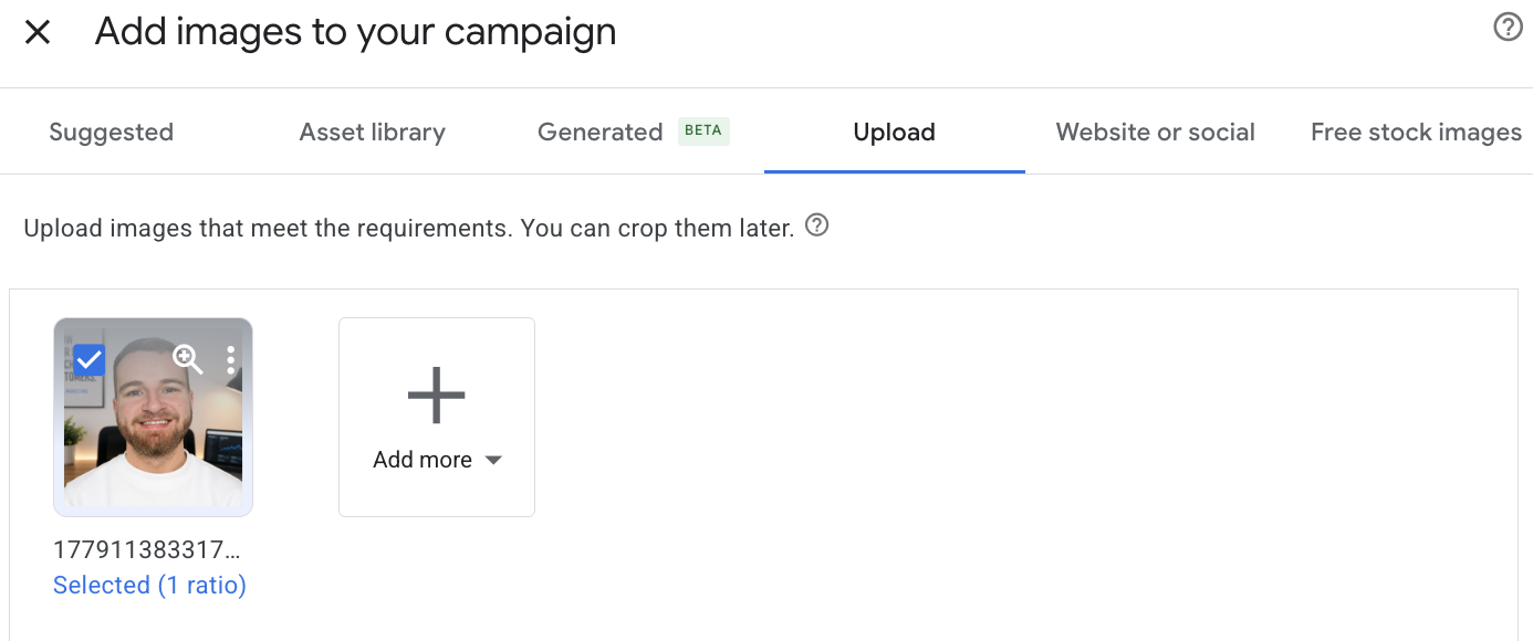 choosing an image on a google ads