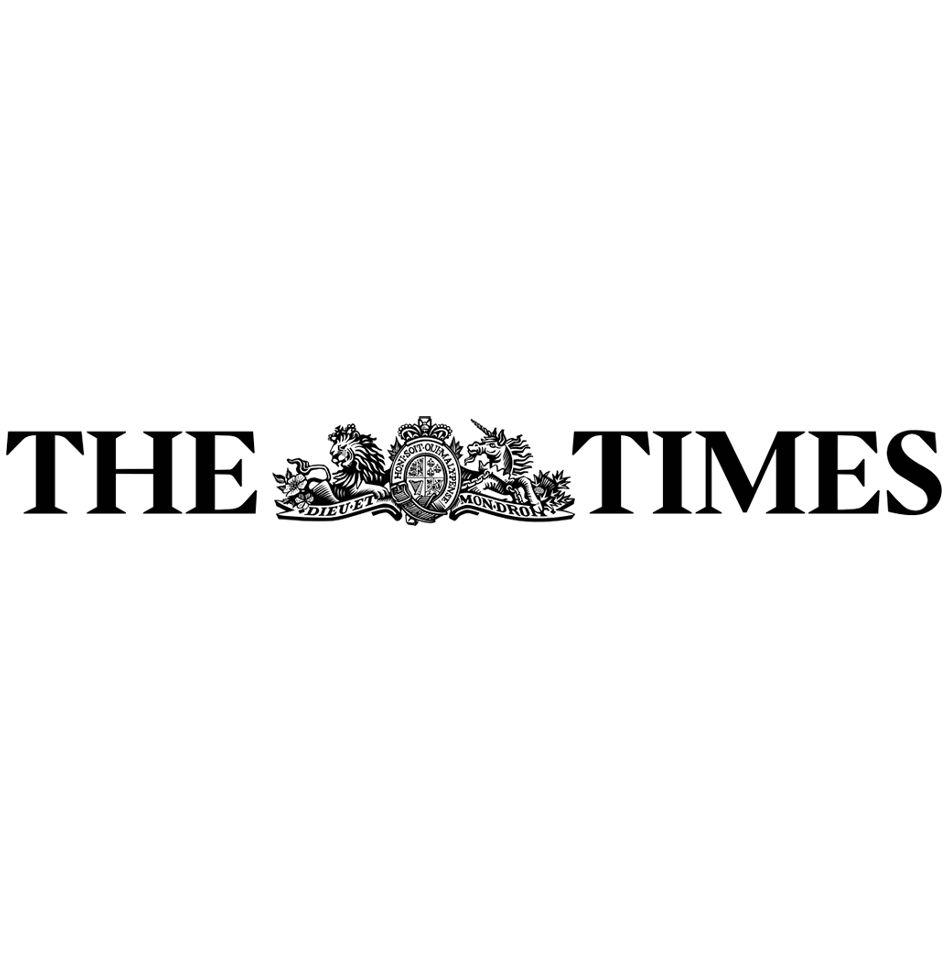 The Times logo featuring a lion, a unicorn, and a heraldic shield.