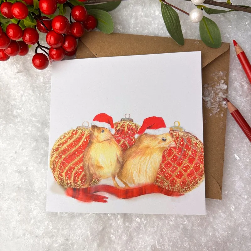 Festive Chicks Christmas Card