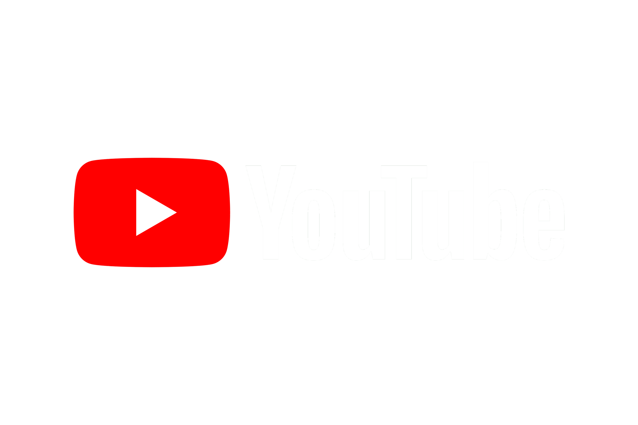 YouTube logo with red play button icon and white text 'YouTube' on black background.